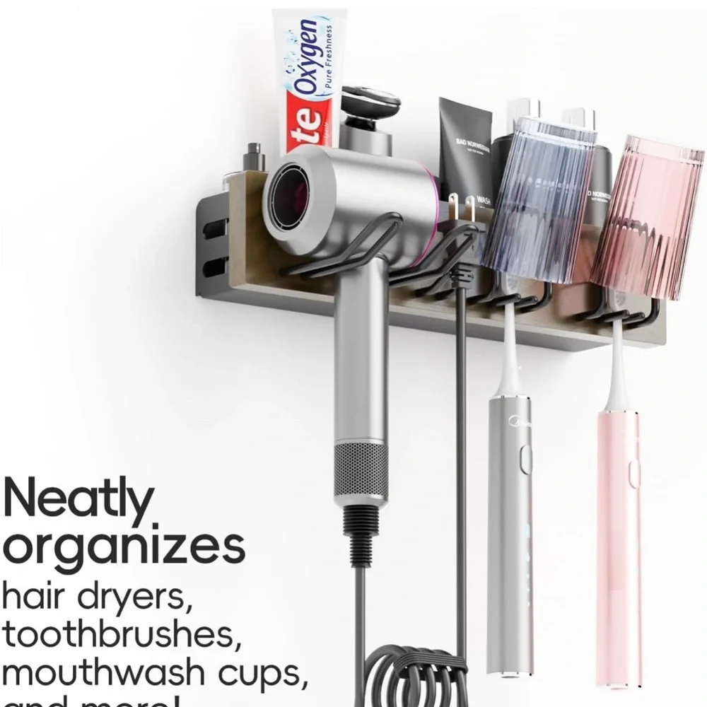 *NIB Hair Dryer Holder,Wall-Mounted Bathroom Organizer